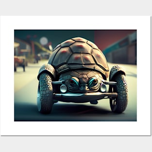 turtle turned into a car Posters and Art